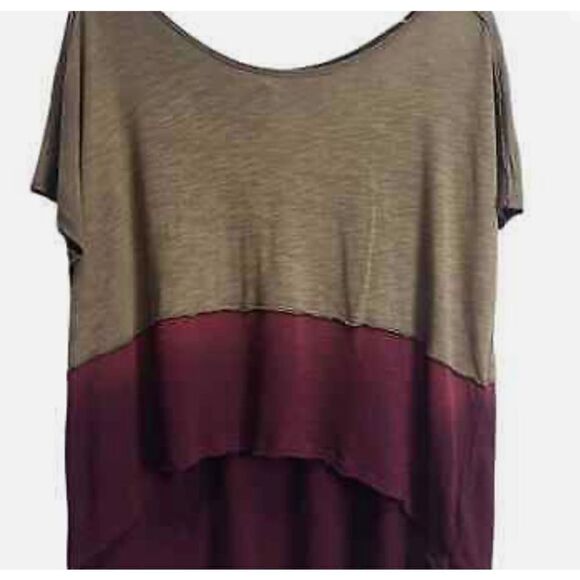 Free People Burgundy Short Sleeve Hi-
lowtop Size PS - Picture 1 of 5